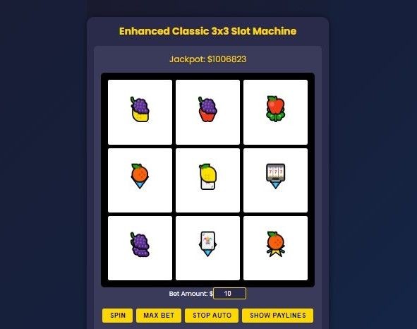 Enhanced Classic 3x3 Slot Machine